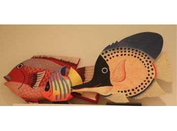 Collection Of Beautiful Hand Carved & Painted Tropical Fish Art