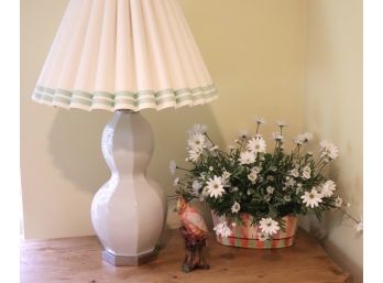 Beautiful Lamp With Decorative Floral Arrangement & Cute Little Cockatoo Bird For Holding Hat Pins