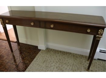 Decorative & Functional Console Table With Gold Metal Details Lions Heads On The Knobs & Gold Feet