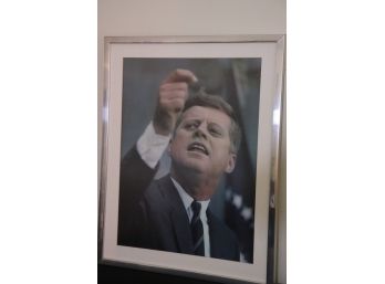 Framed JFK Picture In A Matted Chrome Finished Frame From The Workshop Of Ran Su