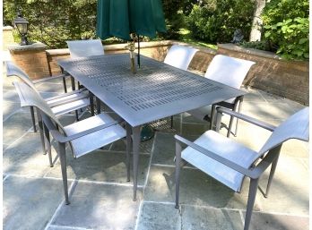 Beautiful Brown Jordan Patio Set With 6 Chairs - Includes Umbrella By Basta Sole And Stand