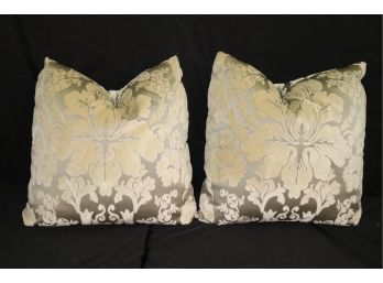 Very Sumptuous Custom-Made Pillows With Large Damask Velvet Flower Design