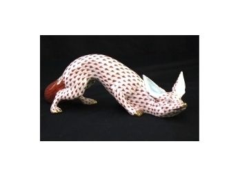 Herend Figurine Of A Sly Hand Painted Fox Stamped On The Base Great Addition To Your Collection
