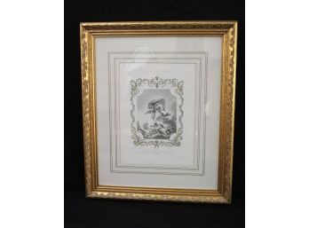 French Romantic Print Of Angels In Elegant Professionally Mounted Gold Frame From The D&D Building In NYC