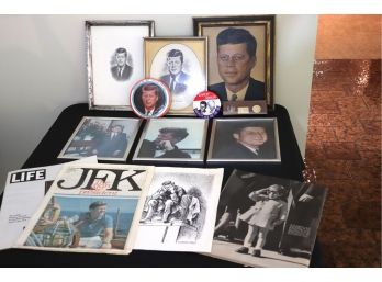 JFK Collection Includes News Papers, Framed Pictures & More, Buttons & Prints!
