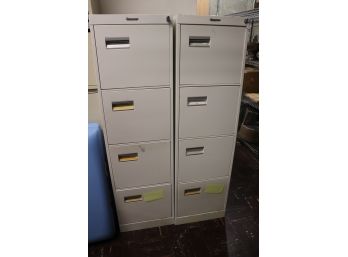 Pair Of Statesman Metalsand Philadelphia Filing Cabinets With One Key