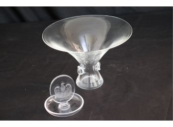 Beautiful Steuben Crystal Bowl & Lalique France Bicentennial Piece With Etched Eagle
