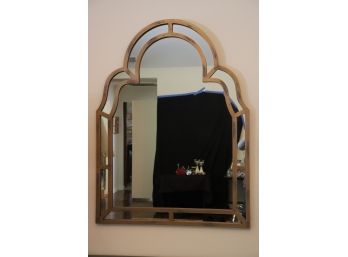 Fabulous Arched Wall Mirror In A Heavy Distressed Rough Finished Metal Frame - Substantial Piece