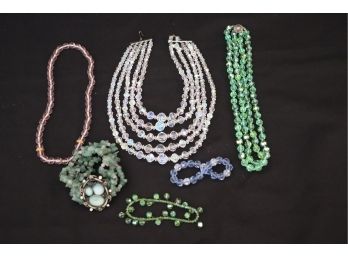 Collection Of Womens Jewelry Includes Assorted Sized Beaded Necklaces & Bracelets
