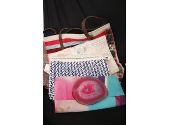 Designer Handbags- La Romania, Western Style Tore, Woven En Shalla Bag & Amishi With Agate Stone