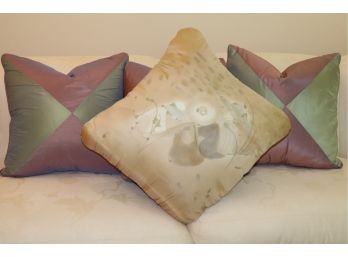 Quality Custom Purple & Aqua Pillows With A Triangular Pattern - Pillows Can Be Removed For Cleaning