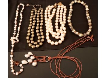 Collection Includes Miriam Haskell Layered Pearl Like Necklace & Heavy Beaded Necklace By Carol Lee
