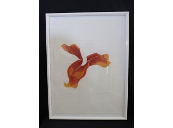 Signed & Numbered Lithograph Titled The Tiger Lily 79/150 By Roslyn Rose In Elegant White Modern Frame
