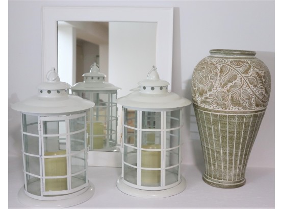 Decorative Lanterns & Vase Includes Mirror