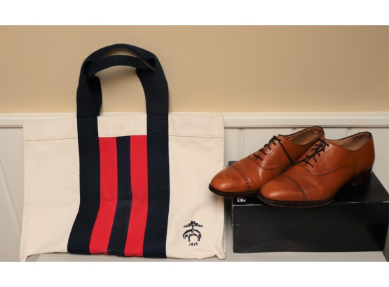 Mens Brooks Brothers Shoes - Peal & Co Size 11 Good Condition & Brooks Brother Canvas Tote Bag