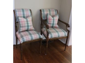 Pair Of Matching Plaid Companion Chairs,