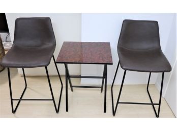 2 Contemporary Counter Stools & Folding Table