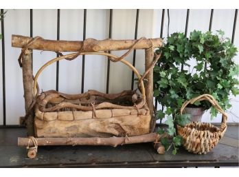 Large Handmade Decorative Branch Basket