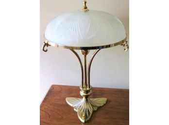 Gorgeous Lamp With Brass Base & Frosted Dome