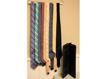 Collection Mens Designer Ties - Brooks Brothers And Leather Tie Holder - Fashionable Designer Ties