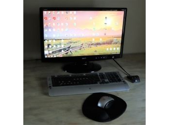 Lenovo Think Center Computer And Acer 24 HDMI Monitor With Logitech Wireless Keyboard - Y-RAK73 & Mouse