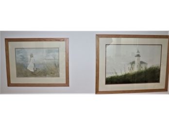 2 Framed Prints Lighthouse By Thomas Williams & Innocent Girl