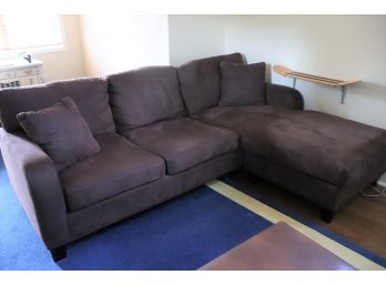 Raymour And Flanigan Brown Sofa With Pillows Extends With Leg Rest