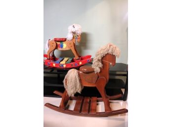 Vintage Wood Rocking Horses In Excellent Condition For Age-  Fun Hand Painted Horse