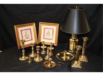 Collection Of Baldwin Brass Items Assorted Sized Candlesticks
