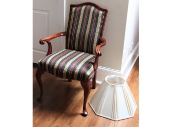 Elegant Bernhardt Accent Chair With Gorgeous Striped Fabric - Includes Quality Lamp Shade