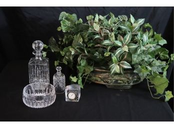 Collection Of Crystal Includes Waterford Clock Cube,  Waterford Xmas Bell, Candy Dish
