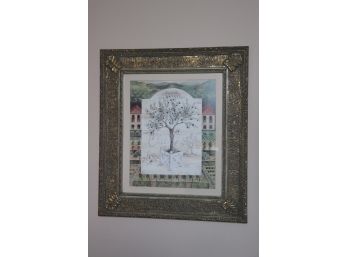 Beautiful Olive Tree Print By K. White In Decorative Ornate Matted Frame