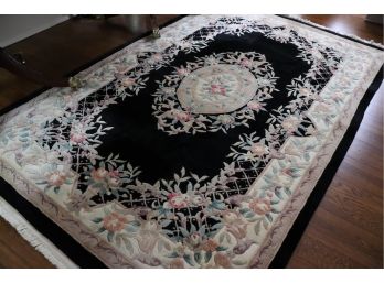 Handmade Oriental Style Sculpted Aubusson Rug Beautiful Floral Pattern 9 Feet X 68 Inches - Matching Oval Rug