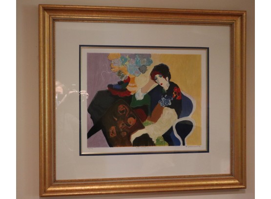 Signed Tarkay 'Quiet Moments I' 73/350 Lithograph In Gilded Frame