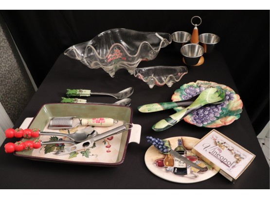 Assorted Eclectic Serving Pieces  Bowls, Dishes, Utensils & More