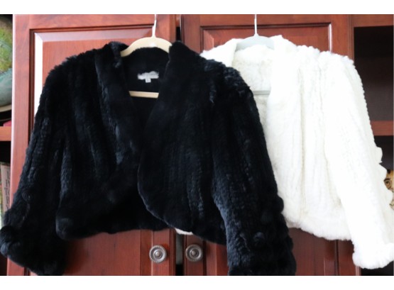 Air Of Black & White Rabbit Bolero Jackets  Womens Size Large