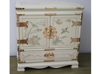 Hand Painted Oriental Jewelry Treasure Chest With 4 Drawers