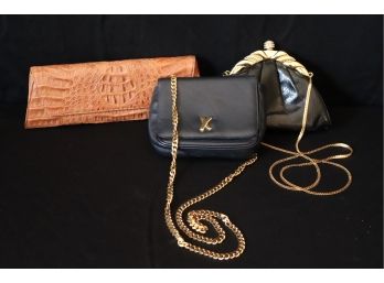Genuine Crocodile Skin Clutch, Paloma Picasso Black Leather Handbag & More