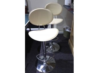 Pair Of Modern Leather Bar Height Stools