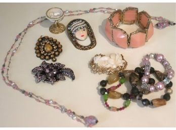 Fabulous Costume Jewelry  5 Bracelets, 3 Pins, Pendant & More
