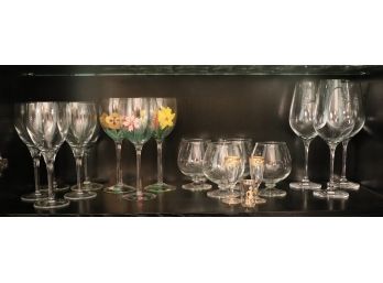 Assorted Barware  White Wine, Brandy & Assorted Sized Glasses