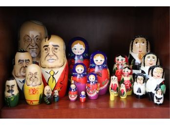 4 Unique Sets Of Hand Crafted & Painted Russian Nesting Dolls