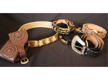 6 Assorted Womens Leather Belts  Sizes Extra Small To Large