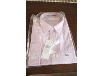 Unused Lacoste Regular Fit Micro Stripe Dress Shirt In Mens Size Medium