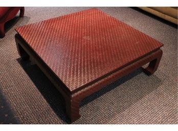 Vintage Baker Furniture Oriental Style Woven Lacquered Square Coffee Table