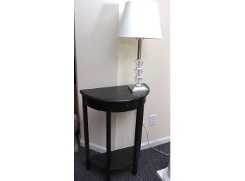 Small Black Painted Console Table With Lucite And Metal Table Lamp