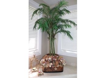 Oversized Faux Palm Tree & Bamboo Style Metal Accessories