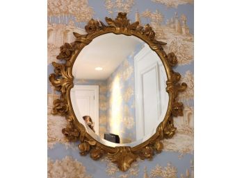 Vintage Carved & Ornate Gilded Beveled Wall Mirror