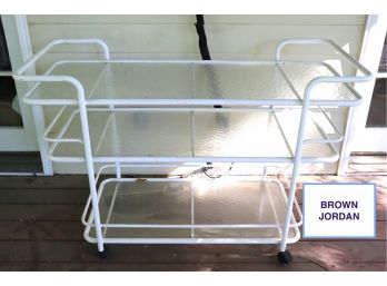 3 Tiered Cast Aluminum With Tempered Glass Shelf Bar Cart On Casters