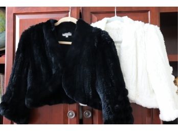 Air Of Black & White Rabbit Bolero Jackets  Womens Size Large